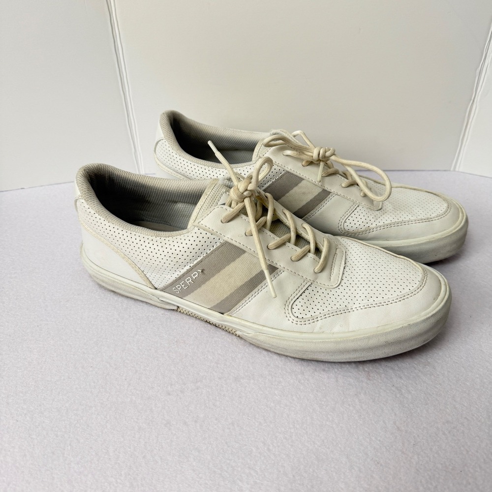 Sperry Halyard Retro Men's White Lace up Sneakers Size 12